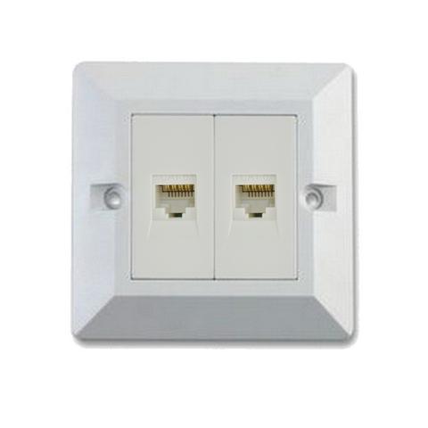 2-PORT WALL PLATE WITH SHUTTER WITH CAT6 KEYSTONE